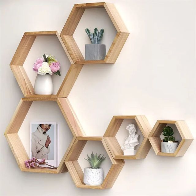 Cross-border Modern Simple Wooden Wall-mounted Storage Rack Floating Shelves Vertical Plant Stand Photo Frame Living Room