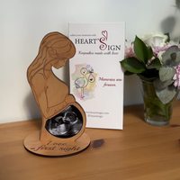 Vietnam enceinte maman échographie mémorial en bois artisanat ornement MDF cadre photo pour bébé naissance commémoration