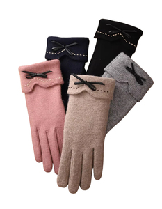 Colorful Bowknot Winter Lady Women <strong>Wool</strong> Touch Screen <strong>Gloves</strong> - Product Image 1
