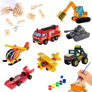 Wooden Diy Kids Build Painting Toy Monster Truck