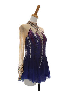Costume de patinage artistique à manches longues pour femmes <span class=keywords><strong>Justaucorps</strong></span> de <span class=keywords><strong>gymnastique</strong></span> <span class=keywords><strong>rythmique</strong></span> Jupe en mousseline de soie scintillante - Product Image 4
