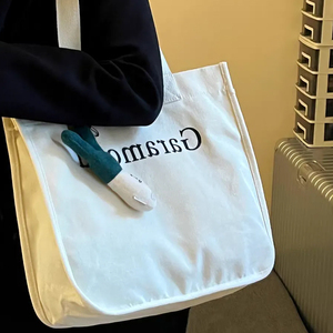 回收帆布手提袋个性化重型大号棉帆布拉链手提袋印花口袋 - Product Image 2