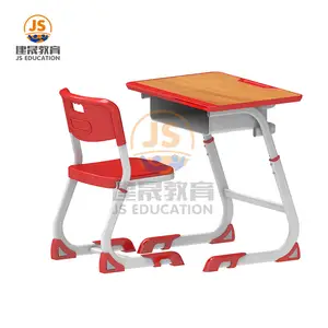 나무 학교 책상 의자 더블 학생 책상과 의자 MDF 탑