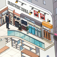 SIMNO Livre d'autocollants de paysages de centre commercial immersifs, mini-scènes de vie urbaine pour journalisation, scrapbooking et création de vos propres scènes