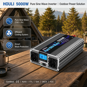 Inversor de Onda Sinusoidal Pura HOULI de 5000W Pico, 5KW, 12V 24V 48V DC a 220V AC, para Sistemas Solares Domésticos y de Autocaravanas, Fuera de la Red - Product Image 6