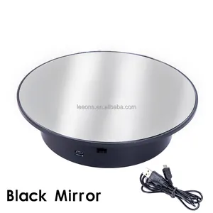 Cheap Mirror/Velvet Top Battery/USB Electric Spin Wig Display Stand Motorized 360 Degree Rotating Turntable For Wigs Photography