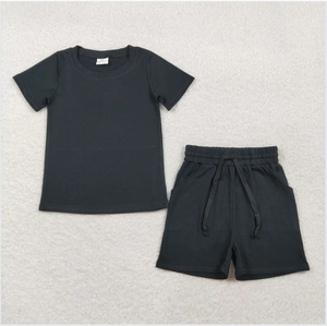 Conjunto de Pantalones Cortos Negros de Color Sólido para Niños BSSO1889 - Product Image 4