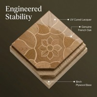 Parquet en chêne contrecollé motif Versailles |   Préfini et laqué UV |   Villa d'hôtel de luxe |   Motifs personnalisés OEM