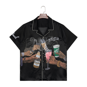 Design personalizzato di alta qualità in seta Slim Fit manica <span class=keywords><strong>corta</strong></span> Casual <span class=keywords><strong>camicia</strong></span> Color-blocco per gli uomini traspirante per l'estate - Product Image 1