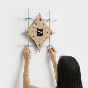 WOZOOM Geometric Wall <b>Clock</b> Quartz <b>Battery</b> Powered Single Face For Living Room Home Use - Product Image 2