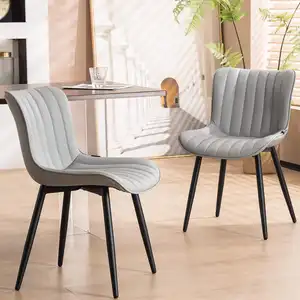 Kitchen /Vanity Chair with Back Modern Dinner Chair for Desk Living Bedroom Leather Metal Frame Dining Chairs Chinese Supplier