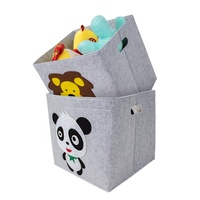 Boîte de rangement pliable en feutre avec poignées, motif animal de dessin animé mignon, pour jouets, vêtements et articles divers pour enfants, idéale pour la chambre de jeu (OEM/ODM)