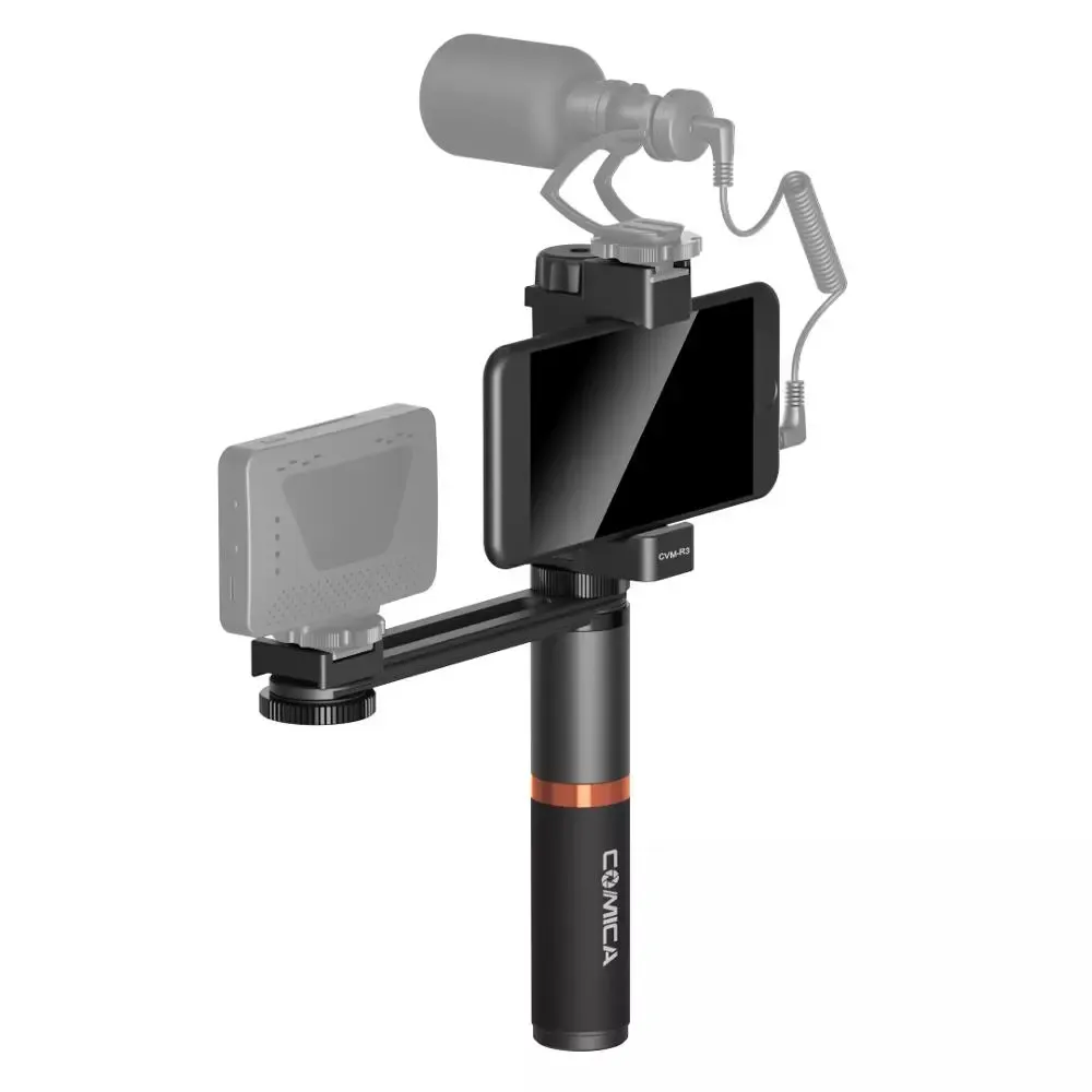 Comica CVM-R3 Smartphone Video Rig Tangan Grip Handle Stabilizer Kit Kompatibel dengan Mikrofon untuk I Phone/Samsung/Huawei