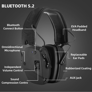 Casque anti-bruit sans fil <span class=keywords><strong>Bluetooth</strong></span> portable haute performance pour le tir, protection auditive 27 dB, réduction du bruit 0,02 s - Product Image 3
