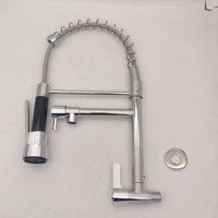 Robinet de cuisine à ressort mural en acier inoxydable pulvérisateur à double sortie aéré pour la cuisine d'hôtel