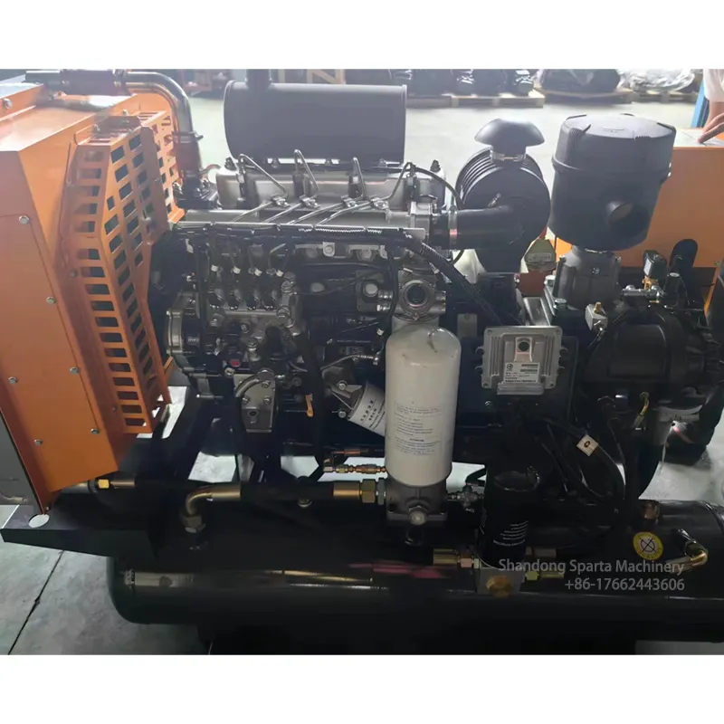 Мини 41KW 55HP 140CFM 145Psi питьевой дизельный двигатель винтовой воздушный компрессор с четырехцилиндровым бензобаком