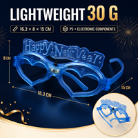 Lunettes LED Joyeux Nouvel An en forme de cœur, lumineuses, vente en gros, cadeaux de fête pour adultes, événements photo