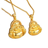 Collier pendentif Maitreya neuf d'usine, plaqué or 24 carats, talisman porte-bonheur pour hommes et femmes