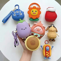 Porte-monnaie en silicone 3D personnalisé avec logo, porte-clés, breloque de sac, mini rangement portable pour écouteurs, cadeau pour enfants et filles