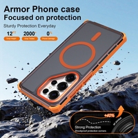 Étui de téléphone portable antichoc avec chargement magnétique sans fil et cadre d'objectif en métal électroplaqué pour S26 Ultra S25