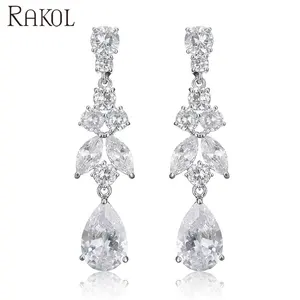 RAKOL EP2730 Silver studs cubic zirconia bridal earrings for women 2021 new arrival from Yiwu RAKOL jewelry