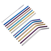 Pailles à boire réutilisables en acier inoxydable avec logo personnalisé, en gros, accessoires de bar, pailles avec logo personnalisé