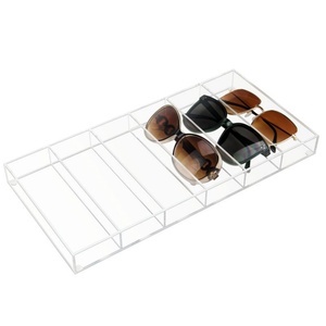 Bandeja de almacenamiento de gafas de acrílico transparente pulido moderno de 6 ranuras, de pie, para exhibición, al por mayor, novedad, Justincase - Product Image 5