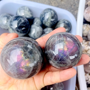 Atacado Personalizado Cristal Roxo Flash <span class=keywords><strong>Labradorite</strong></span> esfera Gemstone Ball Para Cura - Product Image 5