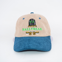 BSCI Oem personnalisé 6 panneaux deux tons réglable velours côtelé Baseball CapPlain bord incurvé Gorras broderie Logo velours côtelé papa chapeau