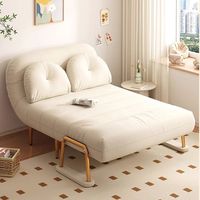 Sofá Cama Plegable de Metal en Forma de L, 2 Plazas, para Sala de Estar, Apartamento Pequeño, Sofá Convertible Multifuncional Color Crema Fengyunduo