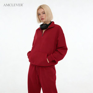 Sweat-shirt Premium 460 GSM épais à quart de zip pour homme, personnalisable avec logo, pull à demi-zip oversize, style streetwear, France Allemagne - Product Image 3