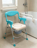Chaise de toilette médicale pliable et réglable en plastique pour personnes âgées