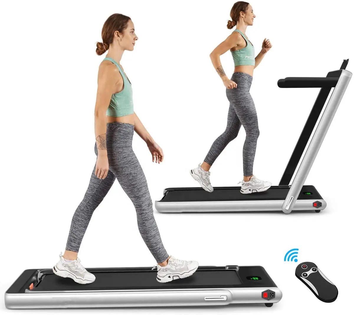 2 In 1 Folding Treadmill 2.25HP Treadmill Elektrik Instalasi-Gratis dengan Speaker Latihan Menjalankan Mesin