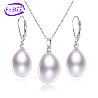 FEIRUN 12 millimetri nugget Nuova Venuta 925 Sterling Silver Donna insieme dei monili della perla
