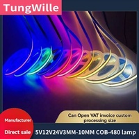Vente en gros cob flexible auto-adhésif 12v 24V basse tension plafond armoire extérieur super lumineux intelligent LED bande lumineuse