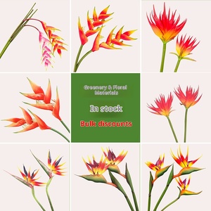 Pianta Artificiale Realistica Fatta a Mano, Fiore della Fucsia (Strelitzia Reginae), Decorazione Floreale Verde, Erba Sintetica - Product Image 2