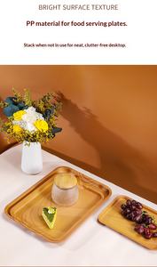 Bandeja Rectangular Grande de Grado Comercial con Diseño de Madera, Bandeja de PP de Grado Alimenticio para Servir Postres en Cafeterías y Té de la Tarde - Product Image 4