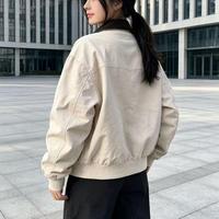 Veste bomber vintage décontractée pour sorties et streetwear, col montant, manches longues