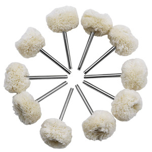 Roue de polissage en laine avec tige de 1/8 po, roue de polissage en laine douce pour outils rotatifs <span class=keywords><strong>Dremel</strong></span>, mini-meuleuse, bijoux en métal, jade, pierres précieuses - Product Image 1