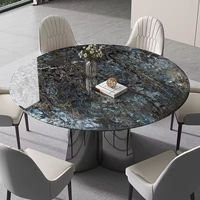 Table à manger ronde moderne en pierre frittée, nouvelle table à manger ronde en marbre avec plateau tournant, pieds en acier inoxydable, plateau en marbre