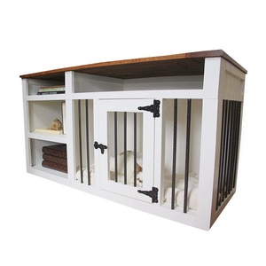Solid Wood with Shelves TV Stand Table Dog Crate Kennel Furniture