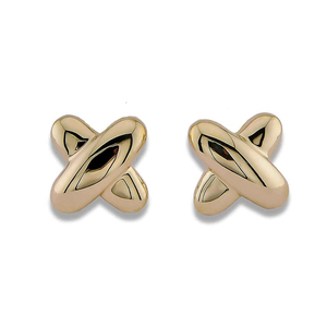 Bijoux minimalistesBoucles d'oreilles en forme de croix X plaquées or 18 carats pour femmes - Product Image 1