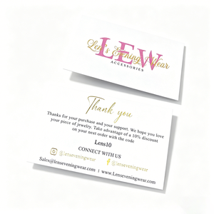 Tarjetas de Agradecimiento Personalizadas de Lujo en Dorado Rosa con Doble Lámina, 10% de Descuento, para Redes Sociales, para Marcas de Joyería y Accesorios - Product Image 1