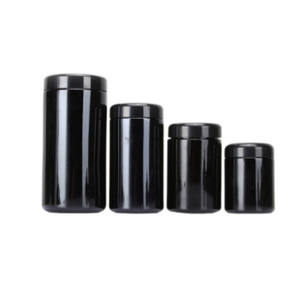 Tarros <span class=keywords><strong>de</strong></span> vidrio al por mayor Mir con tapa, 100ml, 250ml, 500ml, negros, UV, altos, redondos, violeta, a prueba <span class=keywords><strong>de</strong></span> olores, <span class=keywords><strong>de</strong></span> <span class=keywords><strong>boca</strong></span> ancha, para almacenamiento. - Product Image 1