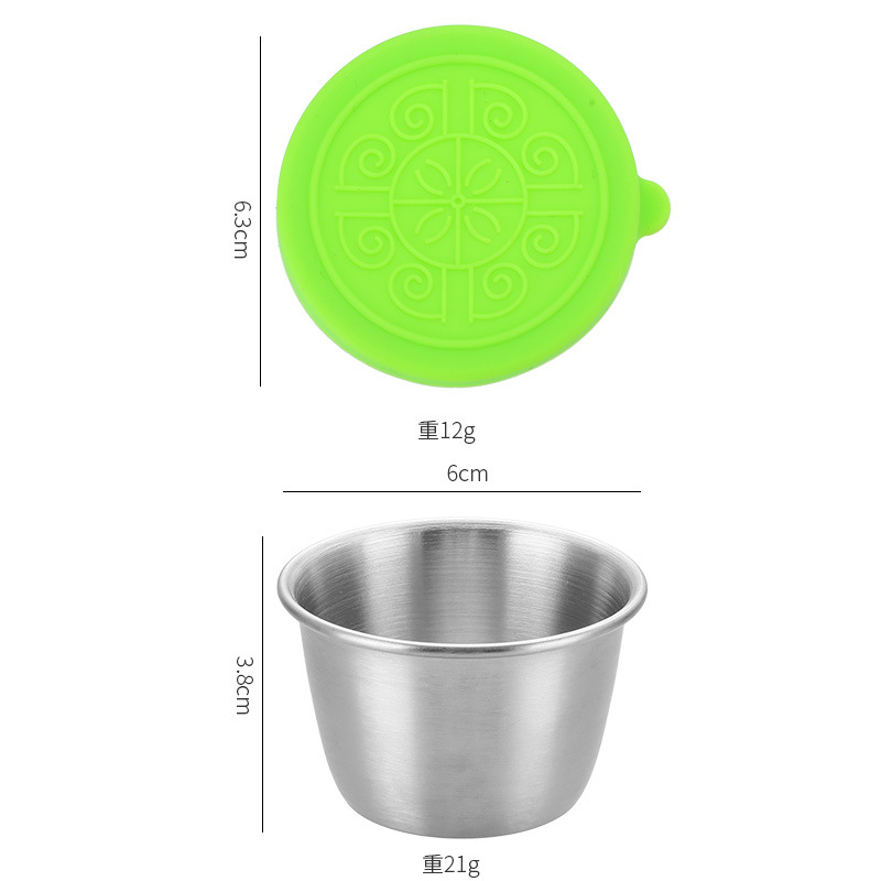 Plat à condiments de 70 ml (avec couvercle en silicone vert)