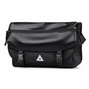 Fashion Mixed Material Dual Buckle Flap Design <b>Men</b> Messenger <b>Bag</b> Waterproof Patchwork PU Nylon Crossbody Sling <b>Shoulder</b> <b>Bag</b> - Product Image 2