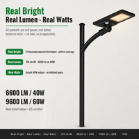 Lampadaire solaire LED tout-en-un 40W pour usage commercial et public, avec détecteur de mouvement et télécommande