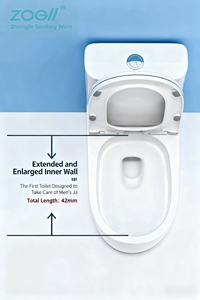 中国製衛生陶器 サイクロン洗浄 デュアルフラッシュ モダンな長方形一体型トイレ便座カバー付き 床置き型 - Product Image 3