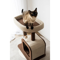 YOUME 27'' H Katzenbaum mit Naturpapier-Seilkratzer und Jute-Stoff Sitzstange Katzenbaum Katzen-Condo