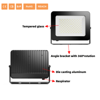Projecteur LED extérieur OUTLUX E024 100W en aluminium pour stade et jardin, prix usine abordable